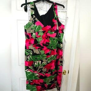 London Times Pink Sheath Mini Dress V-neck Sleeveless